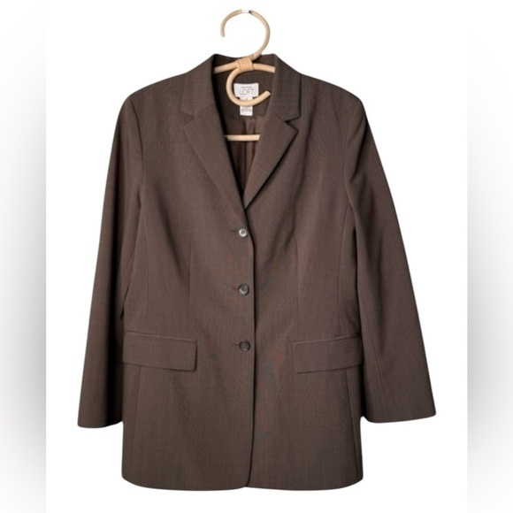 Ann Taylor Loft Wool Blend Espresso Brown Career Wear 3 button Blazer NWOT 8/M - Picture 2 of 13